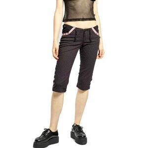 Vintage TRIPP NYC Pink/Black Pinstripe Punk Girl Capri Pants